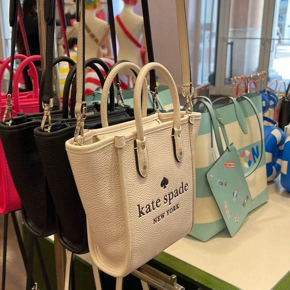 Kate Spade New York Ella Mini Tote Crossbody Pebbled Leather Parchment - Picture 2 of 16